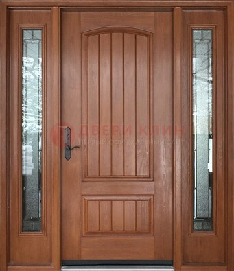 Стальная дверь с массивом дуба и витражом для дома ВЖ-17 в Краснодаре